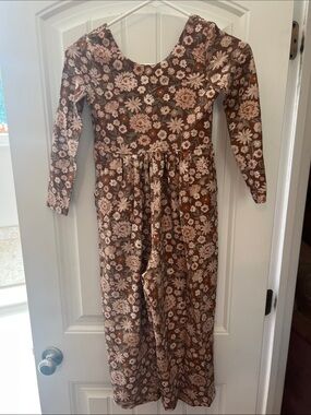 NWOT Cheeky Plum Long Sleeve Floral Romper Brown and Cream